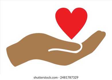 Red heart in hand icon. Vector illustration.