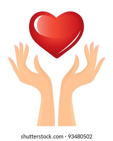 Red heart and hands