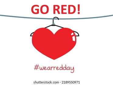 Red heart hanging. Go read awareness day. Editable Clip Art.