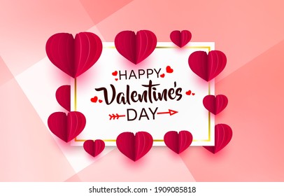 Red heart of Happy Valentines Day, greeting card from February 14. Vector illustration.