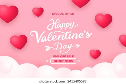 Red heart of Happy Valentines Day, greeting card from February 14. Vector illustration.