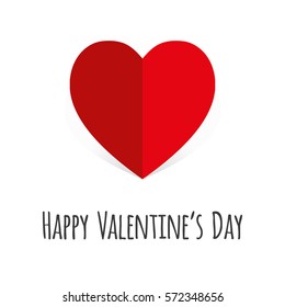 Red Heart Happy Valentine's Day Vector Card