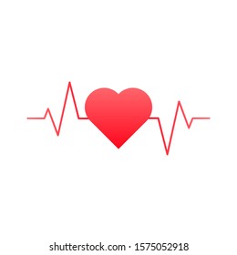 Red heart with heartbeat diagram symbol