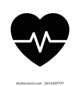 Red Heart with Heartbeat Line Icon, Medical and Love Symbol, Health Pulse Vector Graphic