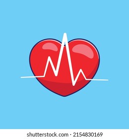 Red heart with heartbeat line medical background