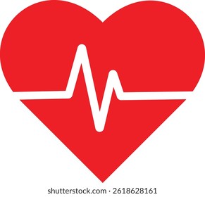 red heart with heartbeat vector