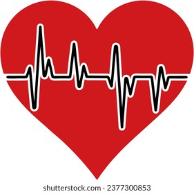 Diseño de vectores de latido del corazón rojo