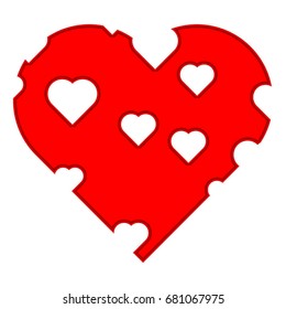 Red Heart with holes Vector