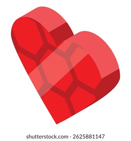 Red heart with a honeycomb pattern symbolizing the intertwined nature of passion and sweetness in a romantic relationship