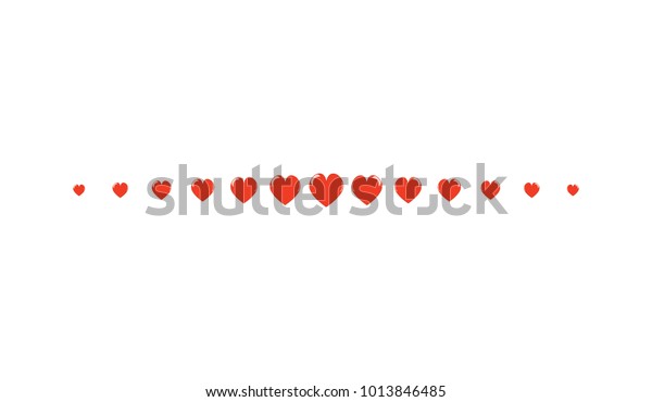 Red Heart Horizontal Line Simple Shape Vector Symbol\
Icon Design. Illustration of  hearts line divider isolated on white\
background. 