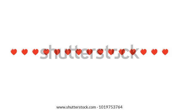 Red Heart Horizontal Line Simple Shape Vector Symbol\
Icon Design. Illustration of  hearts line divider isolated on white\
background. 