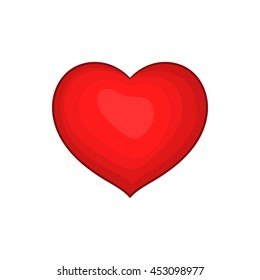 Red heart icon in cartoon style on a white background