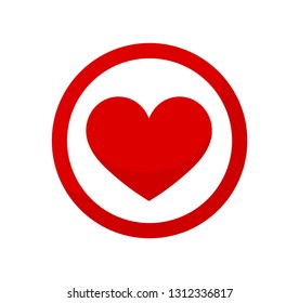 Red heart icon in circle. Vector illustration.