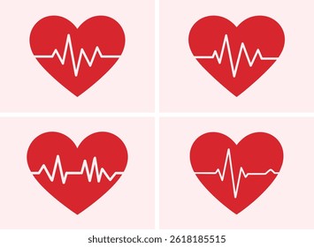 Red Heart Icon Collection – A Set of Vector Heart Symbols and Icons