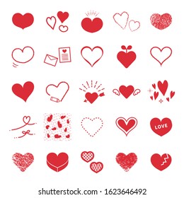red heart icon collection.　Pretty and dear image. vector illustration 