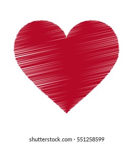 Red heart icon. Grunge texture shape sign, isolated on white background. Symbol romantic, love, passion, wedding. Design element for Valentine day, holiday or greeting, decoration. Vector illustration
