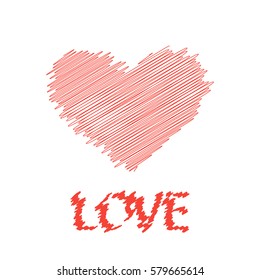 Red Heart Icon, hand drawn icons and element for valentines and wedding