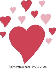 Red heart icon. Happy Valentines Day. Love sign symbol. Simple greeting card template. Cute graphic object. Flat design. White background. Isolated. Vector illustration