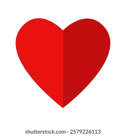 Red heart icon. Happy Valentine's Day. Half heart shadow. Origami paper hearts. Cute half heart. Poster, invitation, love greeting card, banner template. Flat design. Isolated. White background Vector