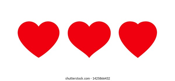 Red heart Icon isolated on white background. Set of love symbol for web site logo, mobile app UI design. Vector illustration flat style