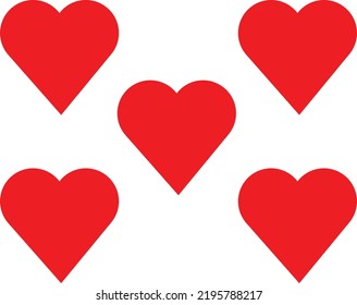 Red heart Icon isolated on white background. Set of love symbol for web site logo, mobile app UI design. Vector illustration flat style