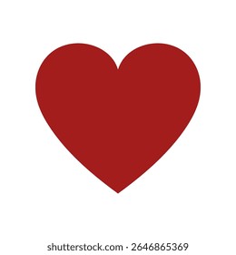 Ícone de Coração Vermelho Isolado no Fundo Branco. Símbolo de Amor e Paixão.