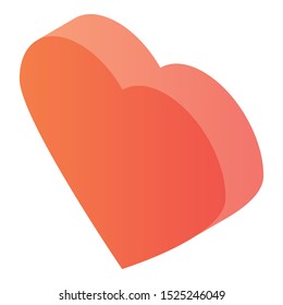 Red heart icon. Isometric of red heart vector icon for web design isolated on white background