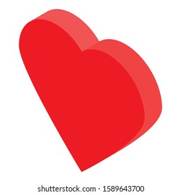 Red heart icon. Isometric of red heart vector icon for web design isolated on white background