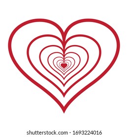 Red heart icon logo. Heart frame strokes design