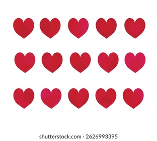 Red Heart Icon Logo Set, Heart Red Love Logo Variations. Various simple vector heart love icon. Valentine's Day,