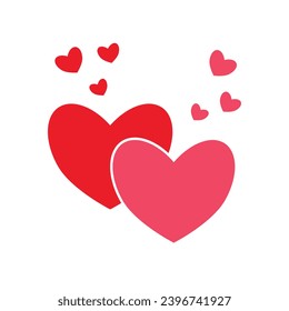 Icono de corazón rojo, icono del vector de amor. Corazón rosa y rojo. Vector.