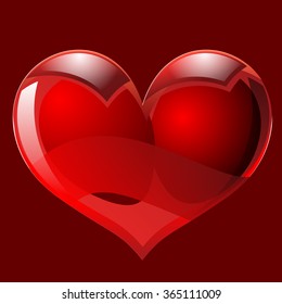 Red heart icon on a red background. Vector illustration.
