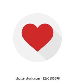 Red heart icon on grey background with shadow.Flat design for business financial marketing banking advertising web concept cartoon illustration.