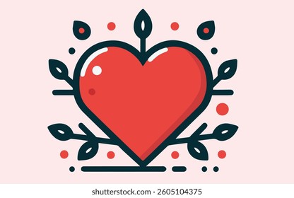 Red Heart Icon on Pink Gradient Background