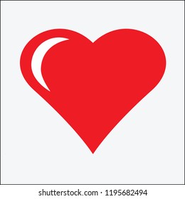 Red heart icon on a white background. Vector illustration