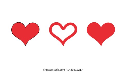 "Red heart icon on white background.Flat heart symbol.Love emblem.Graphic design in the concept of love.Vector love symbol for Valentine's Day.Vector illustration."
