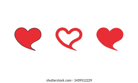 "Red heart icon on white background.Flat heart symbol.Love emblem.Graphic design in the concept of love.Vector love symbol for Valentine's Day.Vector illustration."
