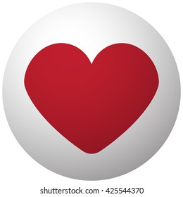 Red Heart icon on white ball