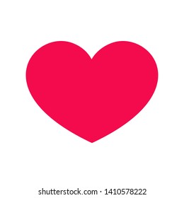 Red heart icon of perfect shape isolated on white background. Icon, sign, heart symbol meaning love, favorites, I like. Flat icon for web design.