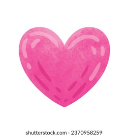Red heart icon, pink love symbol, hand drawn hearts vector illustration design elements