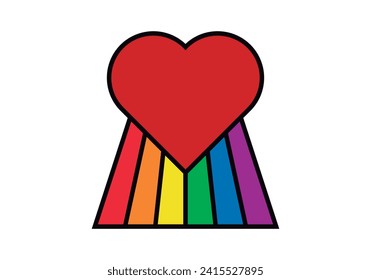 Red heart icon with a rainbow underneath.