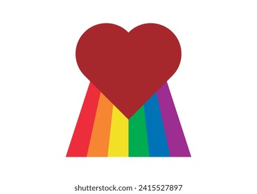 Red heart icon with a rainbow underneath.