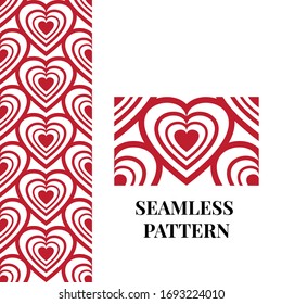 Red heart icon seamless border frame template.