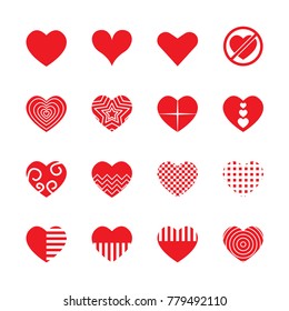 Red heart icon set