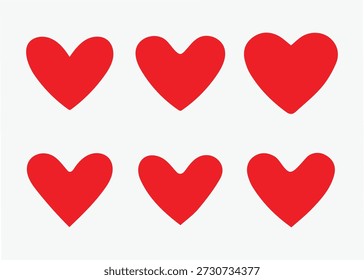 Red heart icon set design with white background. 