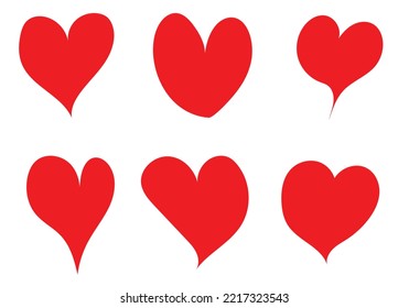 Red heart icon set. Happy Valentine's day sign symbol simple template. Love greeting card