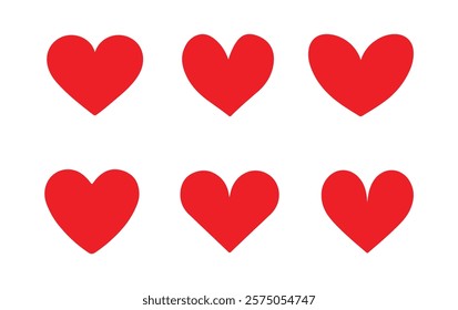 Red heart icon set. Heart icons. Love sign and symbol. vector illustration