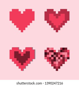 Red heart icon set . Illustration eps10