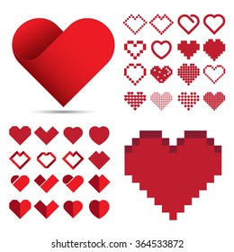 Red heart icon set . Illustration eps10