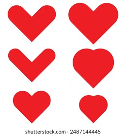 Red Heart Icon Set. Isloated on white background